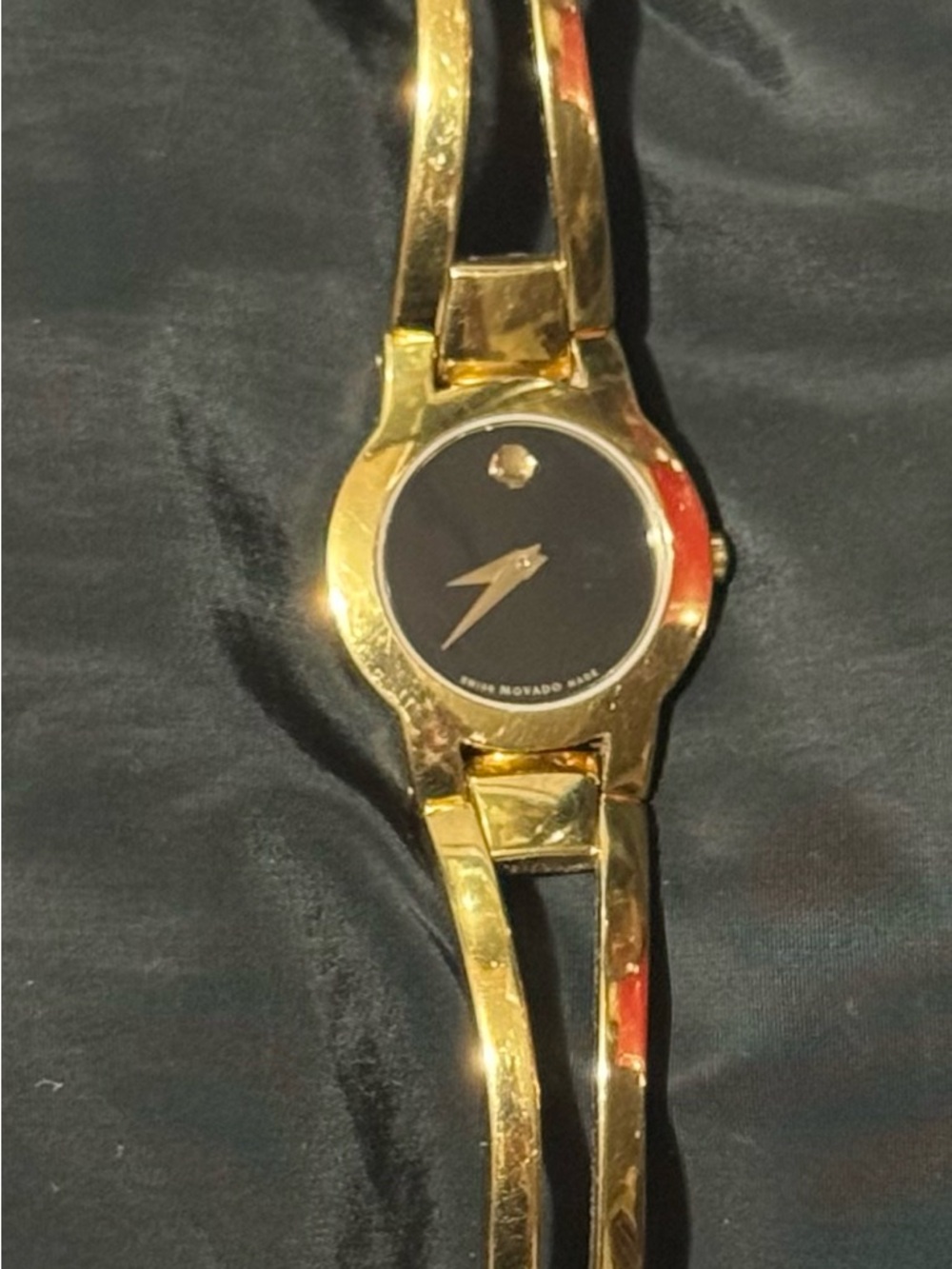 Movado Gold and Black Women's Bangle Watch